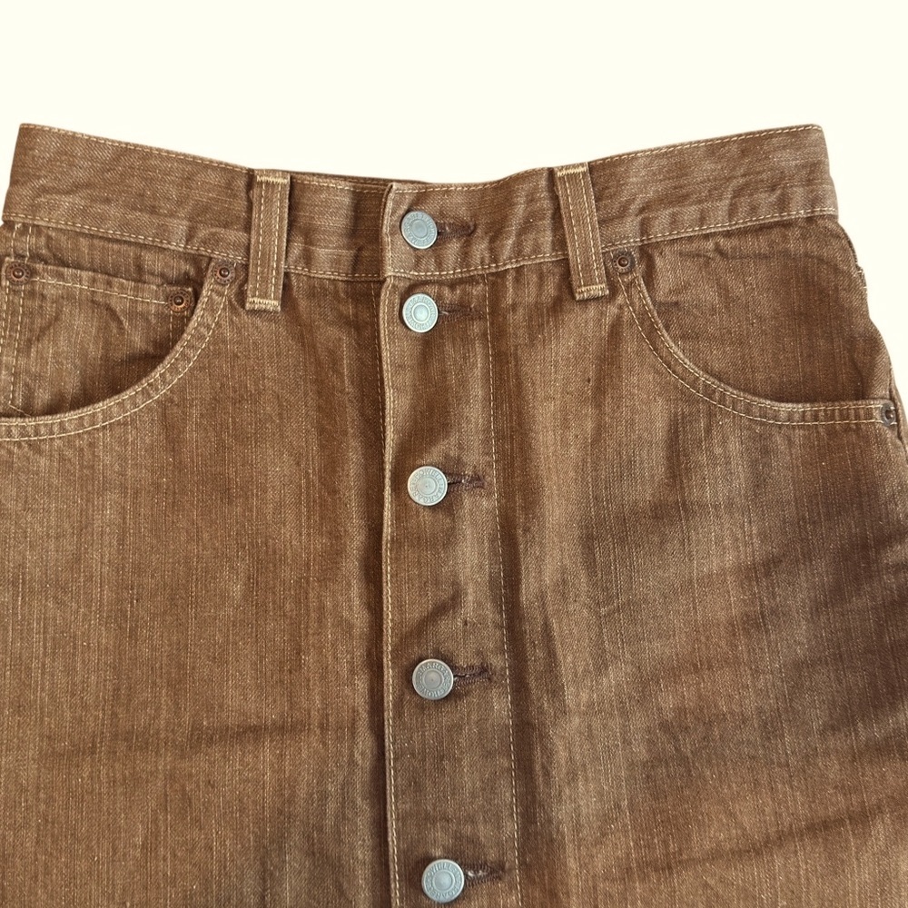 Elegant Brown A-Line Denim Skirt - Picture 4 of 12